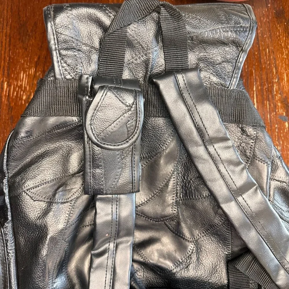 Vintage Patched Leather Multi Pocket Backpack - Picture 8 of 15